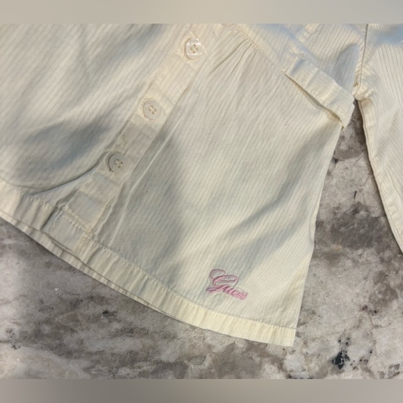 Vintage Guess Kids Pale Yellow Blouse with Pink Floral Embroidered Y2K kids - Picture 3 of 5